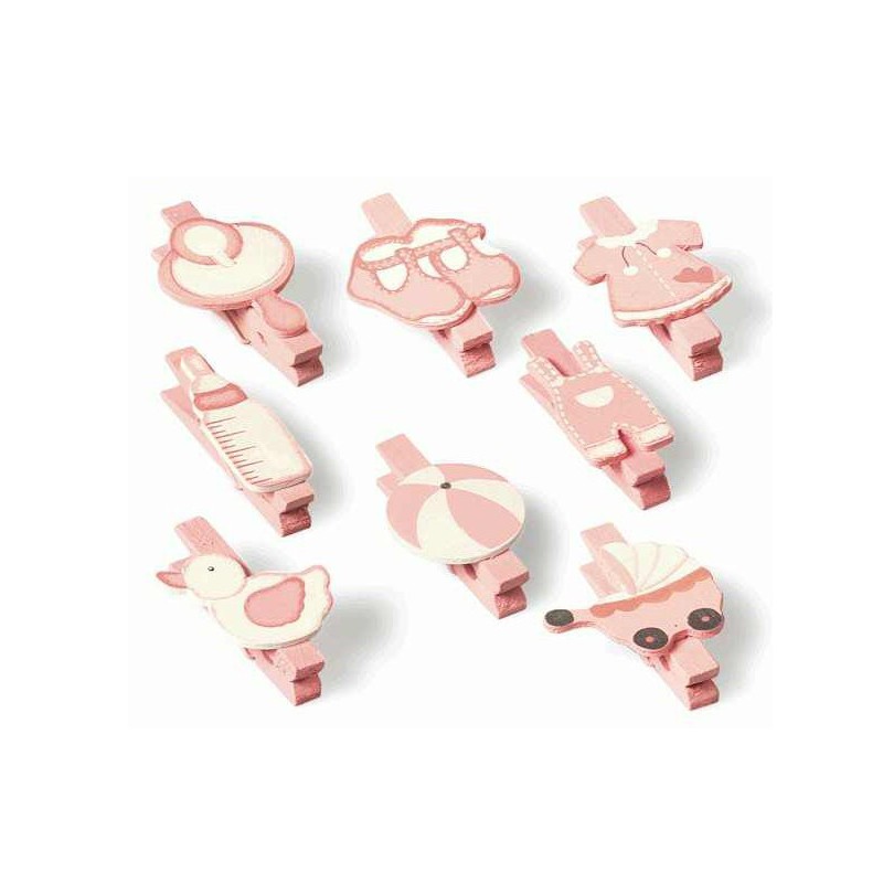 Molletta in Legno Rosa Baby – 8 Modelli Assortiti