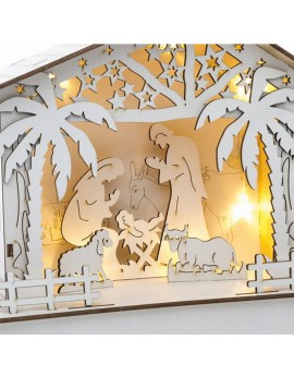 Presepe legno con luci