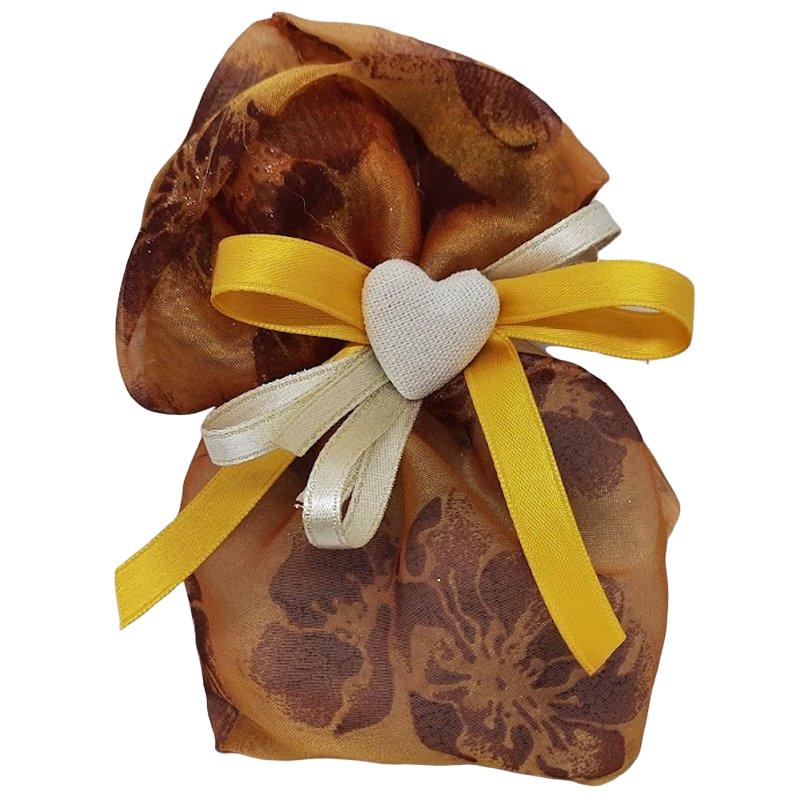 Sacchetto in Organza con Fiori e Dettagli Oro