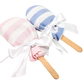 Gelatino rosa in cotone rigato