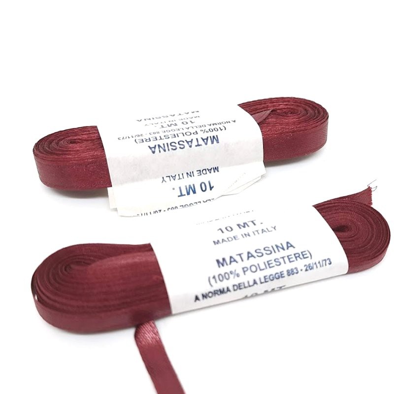 Nastro italiano Doppio Raso Colore Bordeaux
