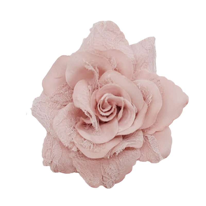 Rosa di stoffa e pizzo con spilla