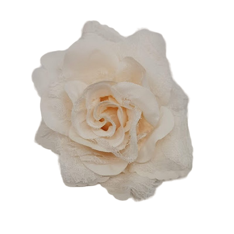 Rosa di stoffa e pizzo con spilla