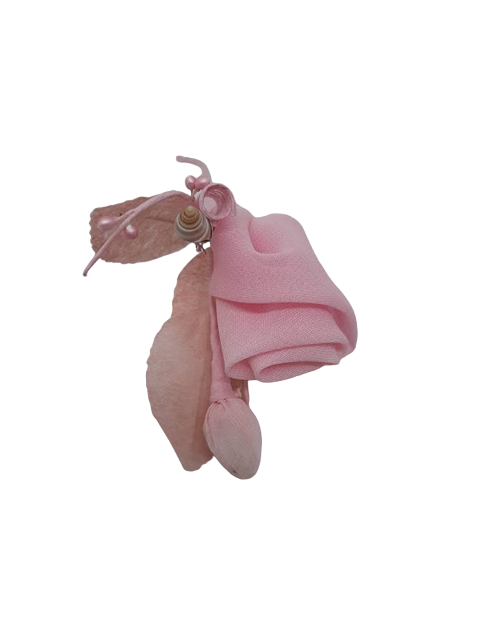 Bocciolo di Rosa in Stoffa con Piccole Conghiglie