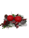 Centrotavola Natalizio con Candele Rosse su Piatto di Porcellana – Elegante Decorazione da Tavola (26 x 17 cm)
