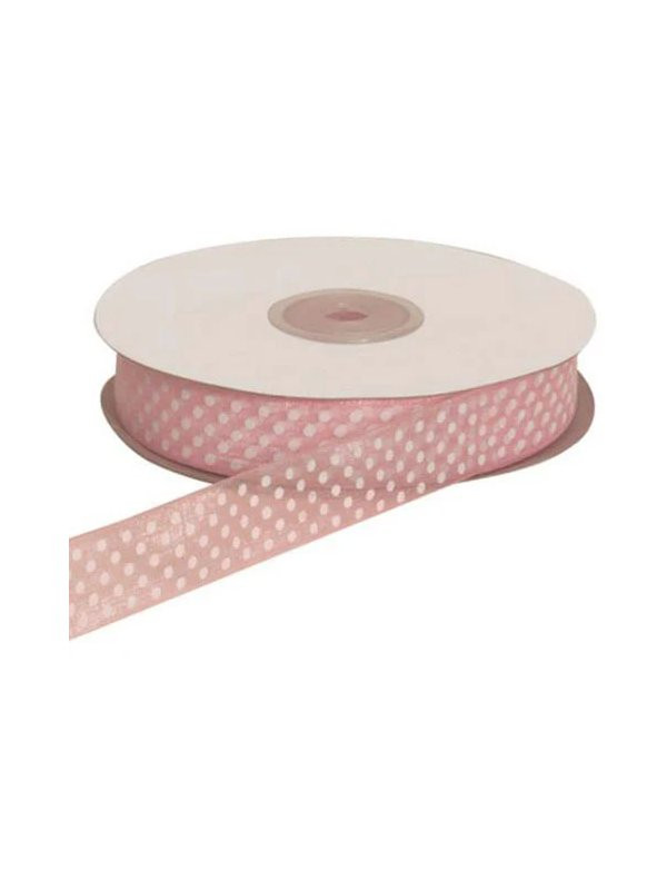 Nastro in organza con bordatura e pois – 10 mm x 50 metri