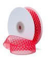 Nastro in organza con bordatura e pois – 10 mm x 50 metri